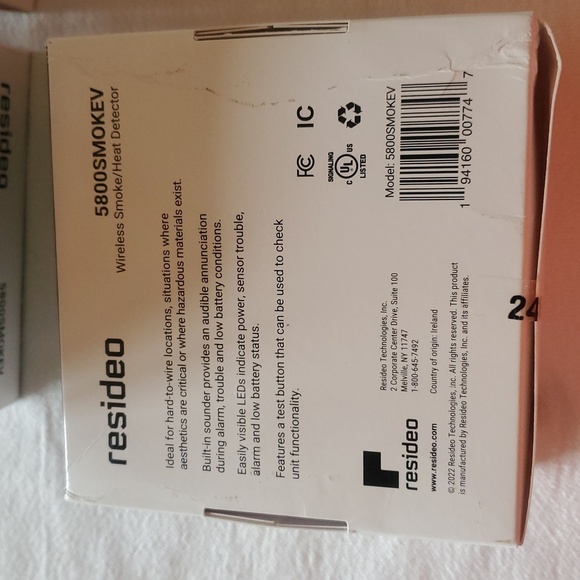 Resideo Honeywell (1) Wireless Smoke/Heat Detector Model 5800SMOKEV - Picture 3 of 8
